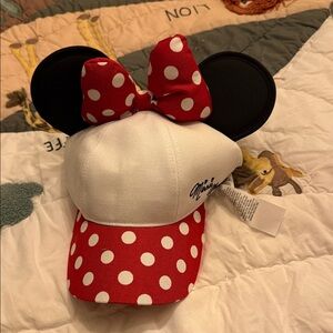 NWT Disney Minnie Mouse Red and White Polka Dot Cap